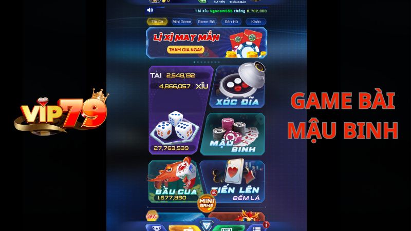 Luật chơi game mậu binh online VIP79 online